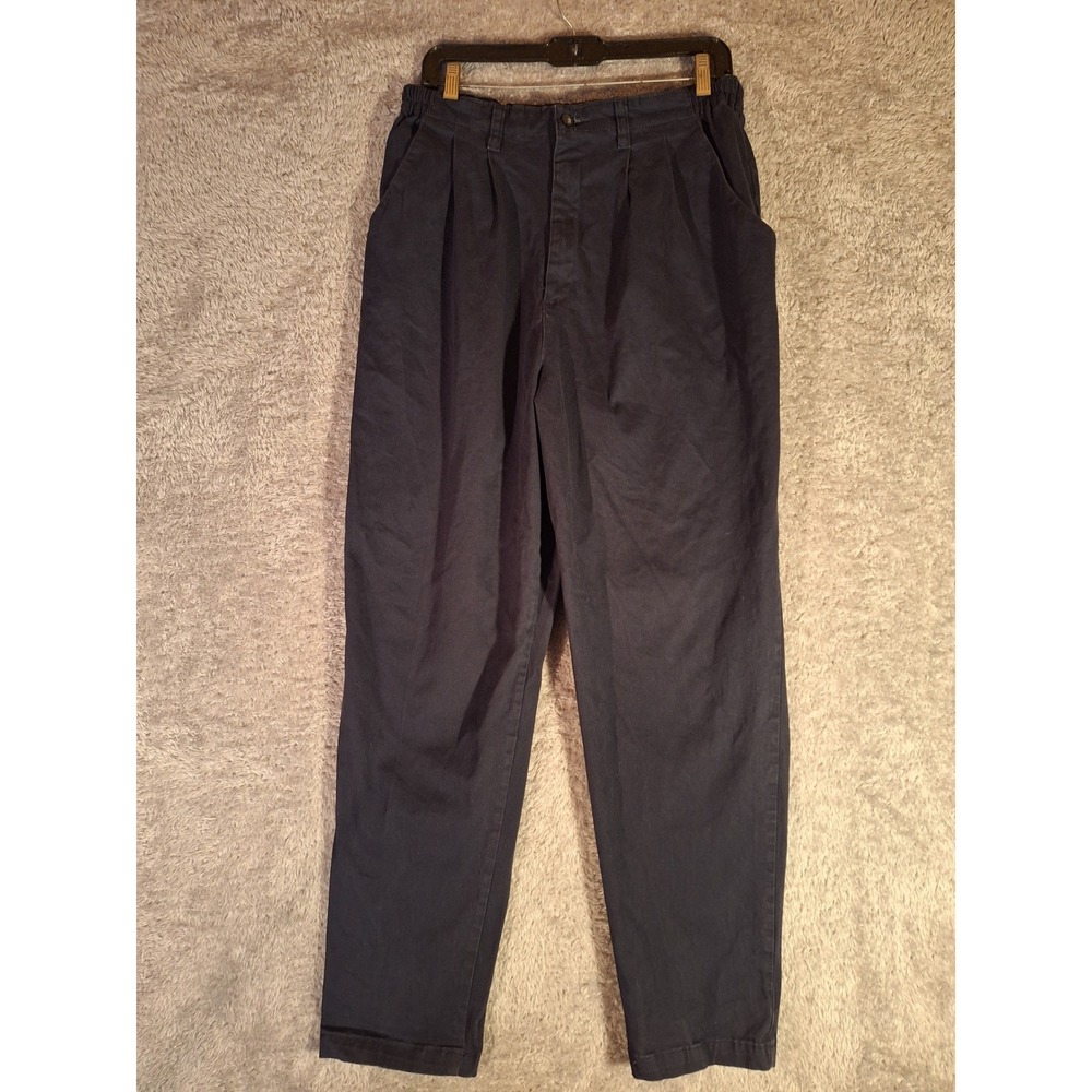 Lee Relaxed Fit Pants Womens Size 16W Medium Pleated Black Elastic Waist Fall